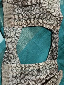 Teal Saree with stitched Blouse Piece