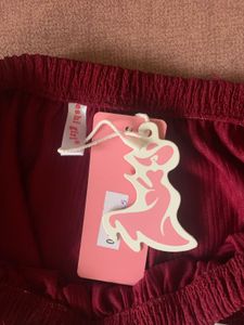 Maroon Skirt with Lace Trim