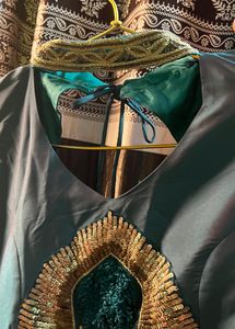 Elegant Teal &amp; Gold Indian Gown