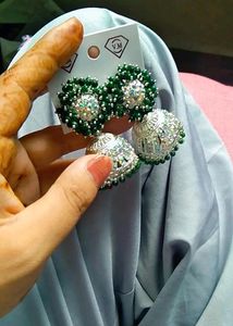 Beautiful Emerald Colour Jhumkas