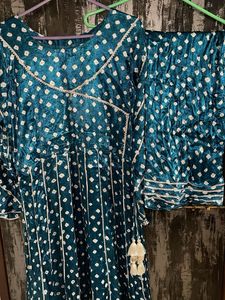 Teal Velvet Salwar Kameez Set - Muglai Style