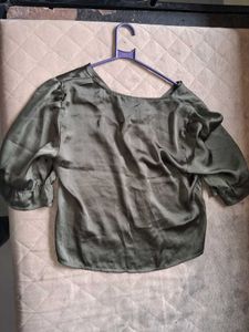 Olive Green Button-Down Top