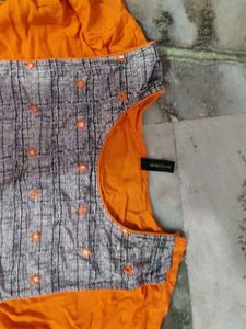 Orange &amp; Grey Kurta