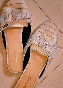 White Flat Mules For Women's-40 Size
