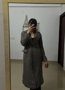 HOUNDSTOOTH LONG LINE Single Breasted Overcoat