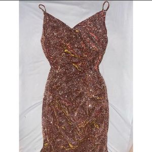 URBANIC Women&#39;s Ruched Sequin Gowns Sexy Spaghetti