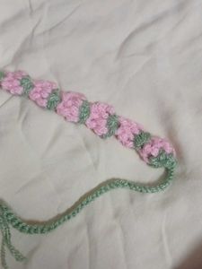 Handmade Pink Strawberry Crochet Flower Headband