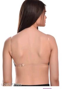 backless Transparent Padded Bra Hosiery Fabric