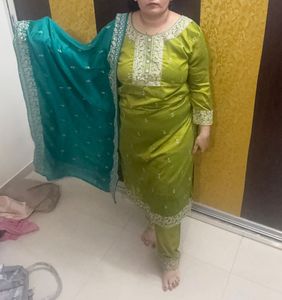 Green Embroidered Kurta Set