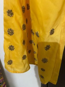 Its Mango Yellow Colour With Blue Dupatta