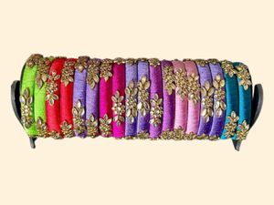 Colorful Silk Thread Bangles 10 pairs