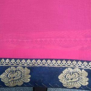 Plain And simple Pink Saree
