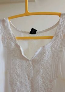 Chikankari Short Cotton Kurti
