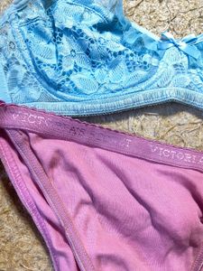VS Panty With Blue Lace Bra