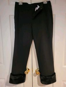 Black Fur Cuff Pants
