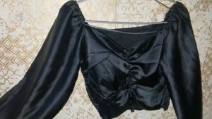 Black Full Sleeve Top With Padding Inside