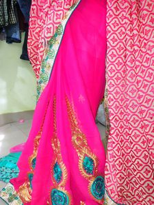 70% Off Today - Pink Saree with Stunning Design