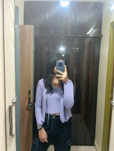 Purple Tie-Front Cardigan
