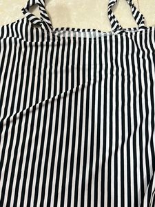 Asymmetric Black And White Stripped Top