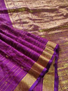 Purple &amp; Gold Checkered Saree