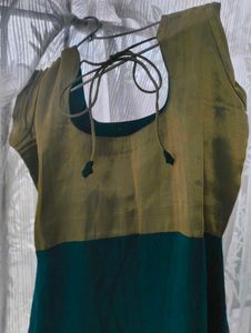 Peacock Green Anarkali Dress w Gold Metallic Yo