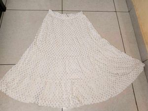 White Skirt With Golden Print