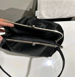 Satin Black Rose Clutch/Purse