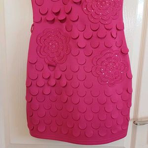 Pink Cut work Flower Dress - western formal style
