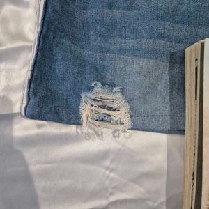 Micro Mini Denim Skirt With Stripes