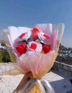 Crochet Bouquet 💐, Handmade ROSE And Tulip Flower