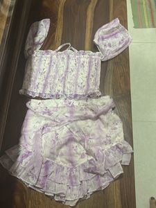 AND Girls Off shoulder Top With Skirt
