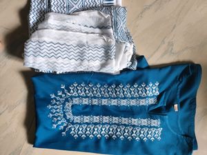 Embroidery Blue Kurta Plazzo Set