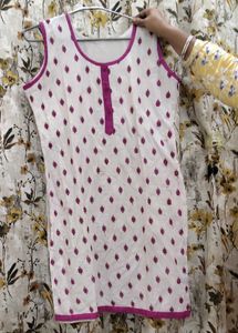 White & Pink Sleeveless Tunic