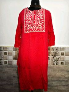 🎁Buy 2, Get 2 Free🎁XL/XXL Red Embroidered Kurta