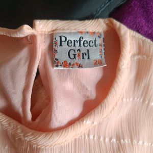 3piece Peach Colour Kids Sharara - 28 Size
