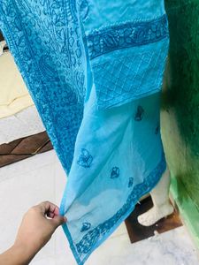 New Lakhnvi Blue Kurta