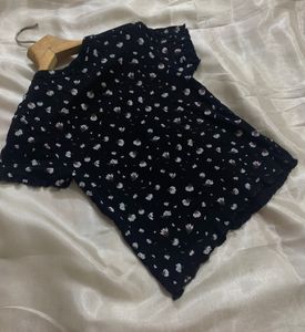 Midnight Floral Ribbed Top