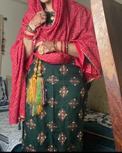 Elegant Green & red Salwar Kameez