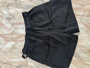 Black belted shorts