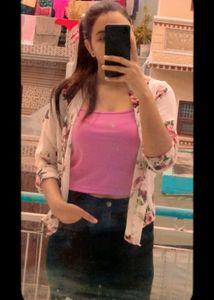 Semi Transparent Floral Printed Shirt