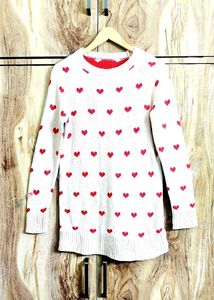 Heart Pattern Knit Sweater size-36-M
