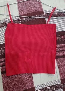 Red Ribbed Tank Top