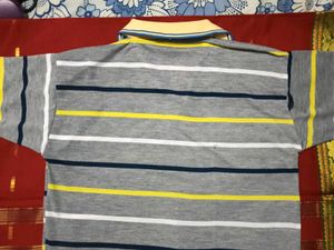 Striped Tee - Gray, White, Navy, Yellow T-shirt