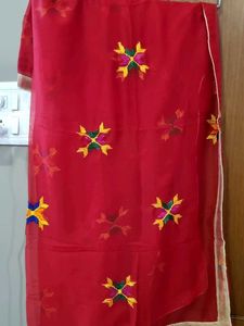 Red Embroidered Dupatta
