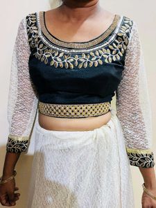 Elegant Black &amp; White Blouse Lehnga New Wdt Tag