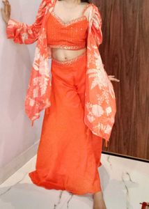 Tangerine Indo Western Set
