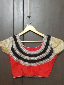 Golden Red Saree With Blouse