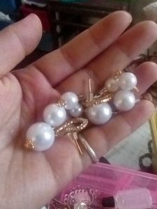 Heart pearl drop earrings