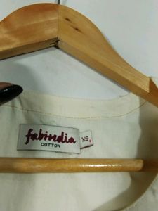 Fabindia Cream Printed Cotton Kurti (Women)