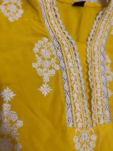 Yellow Embroidered Kurta